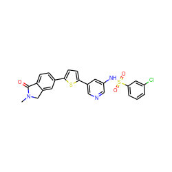 CN1Cc2cc(-c3ccc(-c4cncc(NS(=O)(=O)c5cccc(Cl)c5)c4)s3)ccc2C1=O ZINC000145458481