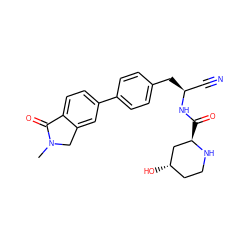 CN1Cc2cc(-c3ccc(C[C@@H](C#N)NC(=O)[C@@H]4C[C@@H](O)CCN4)cc3)ccc2C1=O ZINC000169347423