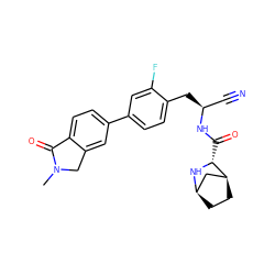 CN1Cc2cc(-c3ccc(C[C@@H](C#N)NC(=O)[C@H]4N[C@@H]5CC[C@H]4C5)c(F)c3)ccc2C1=O ZINC000219317313