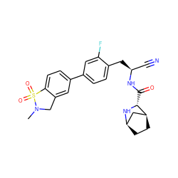 CN1Cc2cc(-c3ccc(C[C@@H](C#N)NC(=O)[C@H]4N[C@@H]5CC[C@H]4C5)c(F)c3)ccc2S1(=O)=O ZINC000219291807