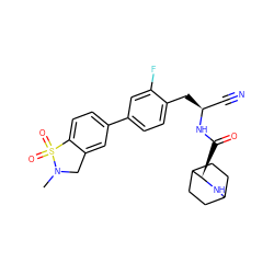 CN1Cc2cc(-c3ccc(C[C@@H](C#N)NC(=O)[C@H]4NC5CCC4CC5)c(F)c3)ccc2S1(=O)=O ZINC000169709135