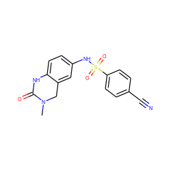 CN1Cc2cc(NS(=O)(=O)c3ccc(C#N)cc3)ccc2NC1=O ZINC000095576943