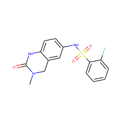 CN1Cc2cc(NS(=O)(=O)c3ccccc3F)ccc2NC1=O ZINC000095580314