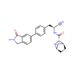 CN1Cc2ccc(-c3ccc(C[C@@H](C#N)NC(=O)[C@H]4N[C@@H]5CC[C@H]4C5)cc3)cc2C1=O ZINC000261192947