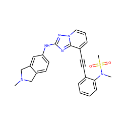 CN1Cc2ccc(Nc3nc4c(C#Cc5ccccc5N(C)S(C)(=O)=O)cccn4n3)cc2C1 ZINC000096169713