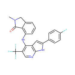 CN1Cc2cccc(Nc3c(C(F)(F)F)cnc4[nH]c(-c5ccc(F)cc5)cc34)c2C1=O ZINC000095596039