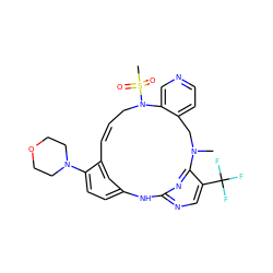 CN1Cc2ccncc2N(S(C)(=O)=O)C/C=C/c2cc(ccc2N2CCOCC2)Nc2ncc(C(F)(F)F)c1n2 ZINC001772586450