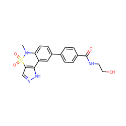 CN1c2ccc(-c3ccc(C(=O)NCCO)cc3)cc2-c2[nH]ncc2S1(=O)=O ZINC000095586671