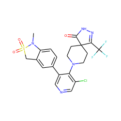 CN1c2ccc(-c3cncc(Cl)c3N3CCC4(CC3)C(=O)NN=C4C(F)(F)F)cc2CS1(=O)=O ZINC000653843515