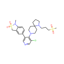 CN1c2ccc(-c3cncc(Cl)c3N3CCC4(CCCN4CCCS(C)(=O)=O)CC3)cc2CS1(=O)=O ZINC000653845369