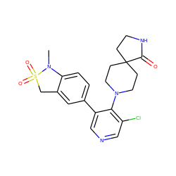 CN1c2ccc(-c3cncc(Cl)c3N3CCC4(CCNC4=O)CC3)cc2CS1(=O)=O ZINC000653846601