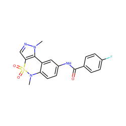 CN1c2ccc(NC(=O)c3ccc(F)cc3)cc2-c2c(cnn2C)S1(=O)=O ZINC000095588633