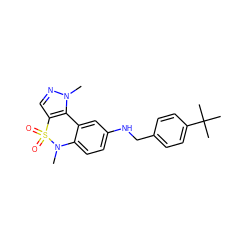 CN1c2ccc(NCc3ccc(C(C)(C)C)cc3)cc2-c2c(cnn2C)S1(=O)=O ZINC000095589515