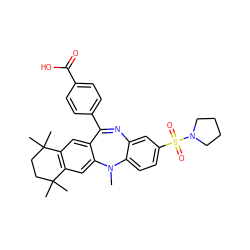 CN1c2ccc(S(=O)(=O)N3CCCC3)cc2N=C(c2ccc(C(=O)O)cc2)c2cc3c(cc21)C(C)(C)CCC3(C)C ZINC000028708861