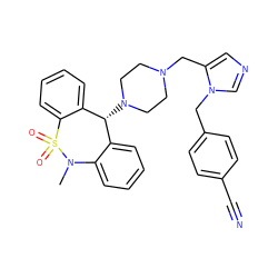 CN1c2ccccc2[C@@H](N2CCN(Cc3cncn3Cc3ccc(C#N)cc3)CC2)c2ccccc2S1(=O)=O ZINC000028951601