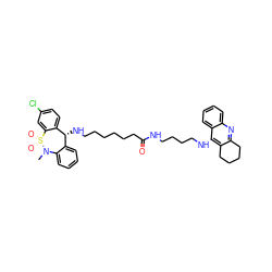 CN1c2ccccc2[C@@H](NCCCCCCC(=O)NCCCCNc2c3c(nc4ccccc24)CCCC3)c2ccc(Cl)cc2S1(=O)=O ZINC001772585399