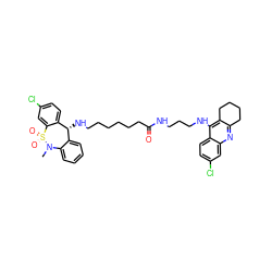 CN1c2ccccc2[C@@H](NCCCCCCC(=O)NCCCNc2c3c(nc4cc(Cl)ccc24)CCCC3)c2ccc(Cl)cc2S1(=O)=O ZINC001772609724