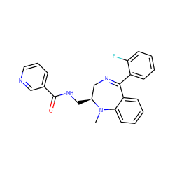 CN1c2ccccc2C(c2ccccc2F)=NC[C@@H]1CNC(=O)c1cccnc1 ZINC000027523078