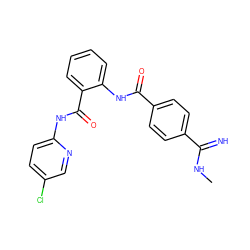 CNC(=N)c1ccc(C(=O)Nc2ccccc2C(=O)Nc2ccc(Cl)cn2)cc1 ZINC000040430999