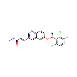 CNC(=O)/C=C/c1cnc2ccc(O[C@@H](C)c3c(Cl)ccc(F)c3Cl)cc2c1 ZINC000045364175