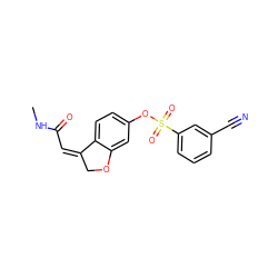 CNC(=O)/C=C1/COc2cc(OS(=O)(=O)c3cccc(C#N)c3)ccc21 ZINC000095585787