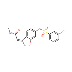 CNC(=O)/C=C1/COc2cc(OS(=O)(=O)c3cccc(Cl)c3)ccc21 ZINC000095581801