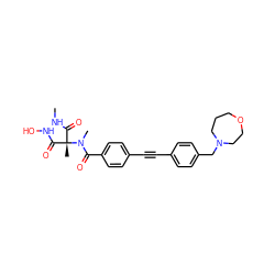 CNC(=O)[C@@](C)(C(=O)NO)N(C)C(=O)c1ccc(C#Cc2ccc(CN3CCCOCC3)cc2)cc1 ZINC000206702059