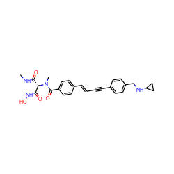 CNC(=O)[C@@H](C(=O)NO)N(C)C(=O)c1ccc(/C=C/C#Cc2ccc(CNC3CC3)cc2)cc1 ZINC000206711691