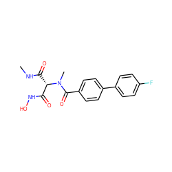 CNC(=O)[C@@H](C(=O)NO)N(C)C(=O)c1ccc(-c2ccc(F)cc2)cc1 ZINC000225150390