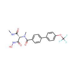 CNC(=O)[C@@H](C(=O)NO)N(C)C(=O)c1ccc(-c2ccc(OC(F)(F)F)cc2)cc1 ZINC000225154317