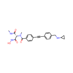 CNC(=O)[C@@H](C(=O)NO)N(C)C(=O)c1ccc(C#Cc2ccc(CNC3CC3)cc2)cc1 ZINC000225164201