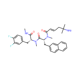 CNC(=O)[C@@H](Cc1ccc(F)c(F)c1)N(C)C(=O)[C@@H](Cc1ccc2ccccc2c1)N(C)C(=O)/C=C/CC(C)(C)N ZINC000027202738