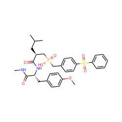 CNC(=O)[C@@H](Cc1ccc(OC)cc1)NC(=O)[C@@H](CC(C)C)C[P@](=O)(O)Cc1ccc(S(=O)(=O)c2ccccc2)cc1 ZINC000028974080