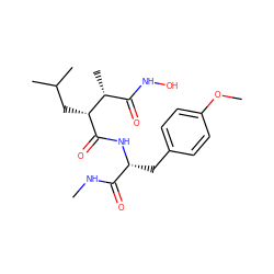 CNC(=O)[C@@H](Cc1ccc(OC)cc1)NC(=O)[C@H](CC(C)C)[C@H](C)C(=O)NO ZINC000029466582