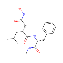 CNC(=O)[C@@H](Cc1ccccc1)NC(=O)[C@@H](CC(=O)NO)CC(C)C ZINC000003870421