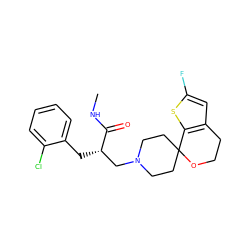 CNC(=O)[C@@H](Cc1ccccc1Cl)CN1CCC2(CC1)OCCc1cc(F)sc12 ZINC000084739540