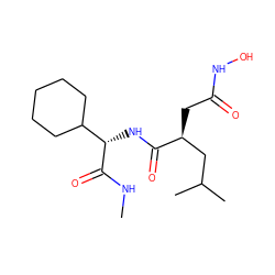 CNC(=O)[C@@H](NC(=O)[C@@H](CC(=O)NO)CC(C)C)C1CCCCC1 ZINC000013779283