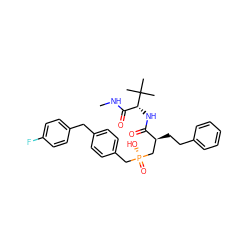CNC(=O)[C@@H](NC(=O)[C@@H](CCc1ccccc1)C[P@](=O)(O)Cc1ccc(Cc2ccc(F)cc2)cc1)C(C)(C)C ZINC000026392937