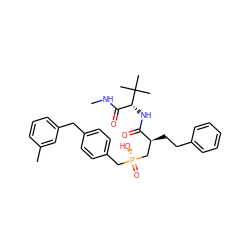 CNC(=O)[C@@H](NC(=O)[C@@H](CCc1ccccc1)C[P@](=O)(O)Cc1ccc(Cc2cccc(C)c2)cc1)C(C)(C)C ZINC000026394349