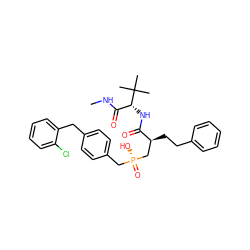 CNC(=O)[C@@H](NC(=O)[C@@H](CCc1ccccc1)C[P@](=O)(O)Cc1ccc(Cc2ccccc2Cl)cc1)C(C)(C)C ZINC000026402280
