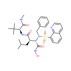 CNC(=O)[C@@H](NC(=O)[C@H](CC(C)C)[C@@H](C(=O)NO)N(Cc1ccccc1)S(=O)(=O)c1cccc2cccnc12)C(C)(C)C ZINC000027551606