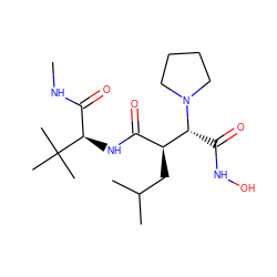 CNC(=O)[C@@H](NC(=O)[C@H](CC(C)C)[C@@H](C(=O)NO)N1CCCC1)C(C)(C)C ZINC000013802386