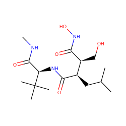 CNC(=O)[C@@H](NC(=O)[C@H](CC(C)C)[C@H](CO)C(=O)NO)C(C)(C)C ZINC000013473798