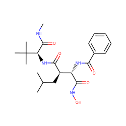 CNC(=O)[C@@H](NC(=O)[C@H](CC(C)C)[C@H](NC(=O)c1ccccc1)C(=O)NO)C(C)(C)C ZINC000013802380
