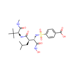 CNC(=O)[C@@H](NC(=O)[C@H](CC(C)C)[C@H](NS(=O)(=O)c1ccc(C(=O)O)cc1)C(=O)NO)C(C)(C)C ZINC000013802357