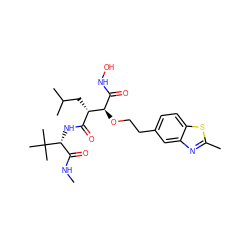 CNC(=O)[C@@H](NC(=O)[C@H](CC(C)C)[C@H](OCCc1ccc2sc(C)nc2c1)C(=O)NO)C(C)(C)C ZINC000027555690