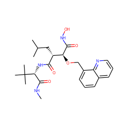 CNC(=O)[C@@H](NC(=O)[C@H](CC(C)C)[C@H](OCc1cccc2cccnc12)C(=O)NO)C(C)(C)C ZINC000013802397