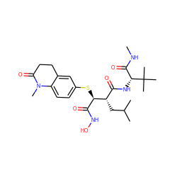 CNC(=O)[C@@H](NC(=O)[C@H](CC(C)C)[C@H](Sc1ccc2c(c1)CCC(=O)N2C)C(=O)NO)C(C)(C)C ZINC000013802331