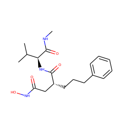 CNC(=O)[C@@H](NC(=O)[C@H](CCCc1ccccc1)CC(=O)NO)C(C)C ZINC000013779288