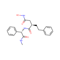 CNC(=O)[C@@H](NC(=O)[C@H](CCc1ccccc1)CC(=O)NO)c1ccccc1 ZINC000013779279